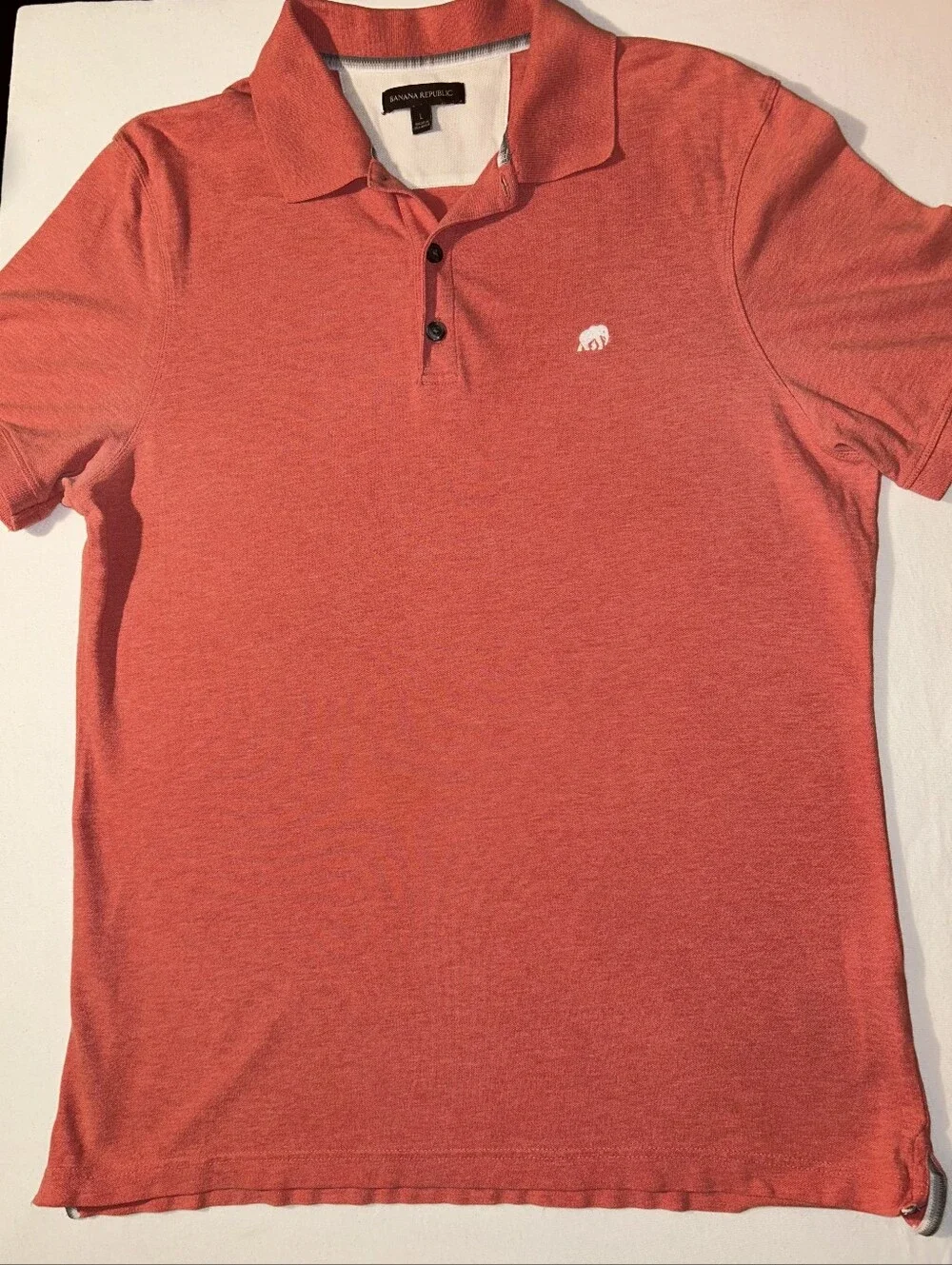 Banana Republic Men’s Red/Orange Polo with Elephant Logo Size L